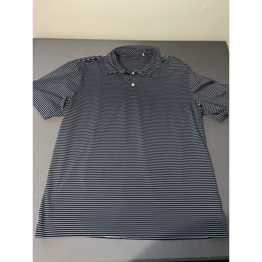Wilson Staff Mens Navy Blue White Striped Golf‎ Polo Shirt XL Short Sleeve Sport